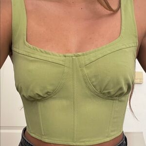 La Hearts Olive Green Bustier Top